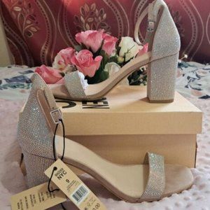 Madden nyc Women Rhinestones Shoes Pink Sandals Size 9 Heels 3in